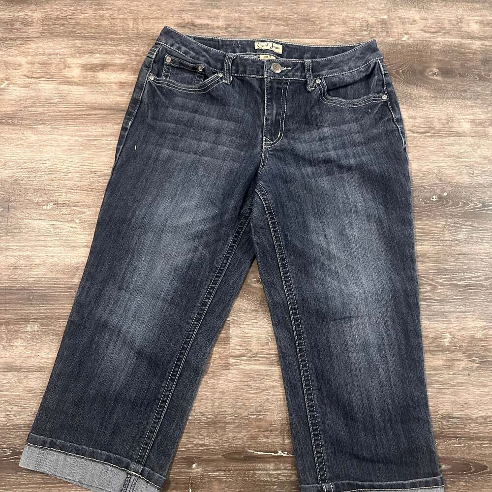 Earl Jean Capri Jeans Womens Size 6 Cuffed Blue Mid Wash Denim Flap Pocket